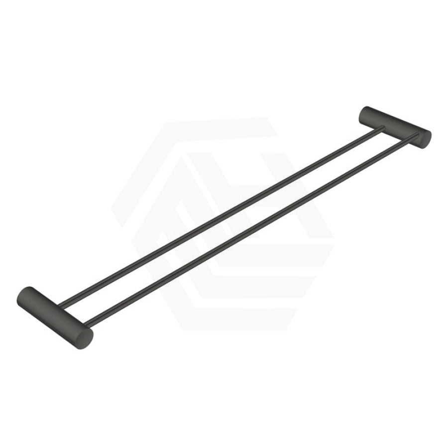 M#1(Gunmetal Grey) Aquaperla 600Mm Round Gunmetal Grey Double Towel Rail Stainless Steel Rails