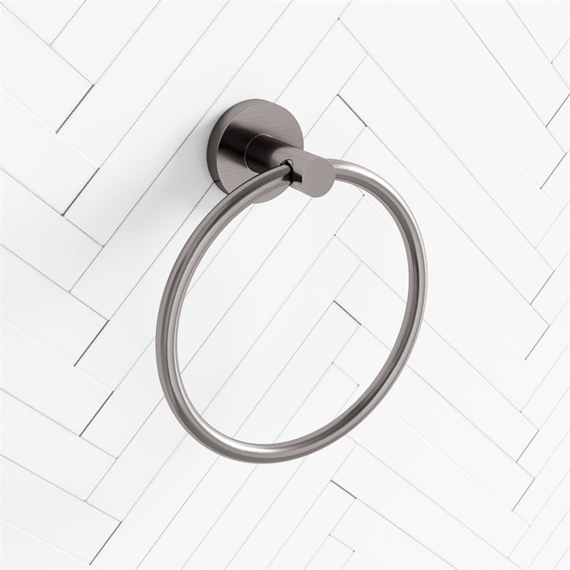 M#1(Gunmetal Grey) LUCID PIN Round Gunmetal Grey Hand Towel Ring Wall Mounted