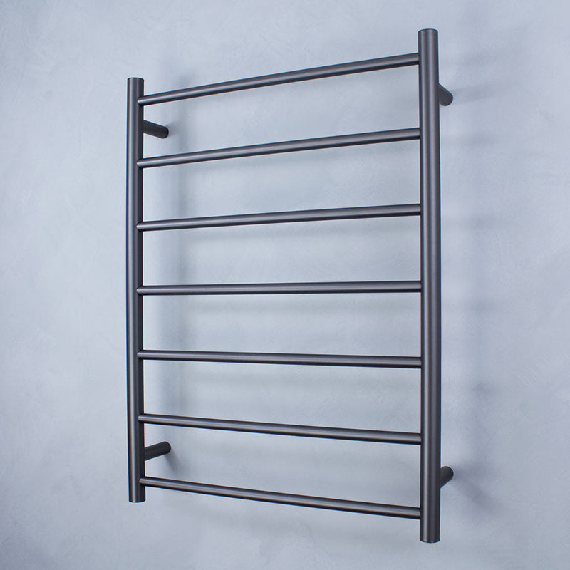 Radiant Gun Metal Grey Heated Round Ladder Towel Rail 600 X 800Mm 7 Bars Rails