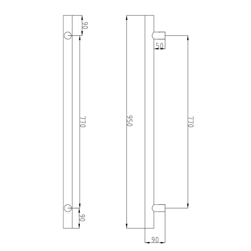 M#2(Gunmetal Grey) Radiant Gun Metal Grey Vertical Heated Towel Rail 40X950Mm Single Bar Rails