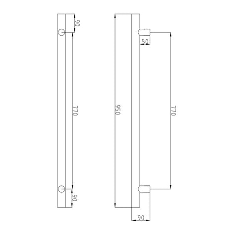 M#2(Gunmetal Grey) Radiant Gun Metal Grey Vertical Heated Towel Rail 40X950Mm Single Bar Rails