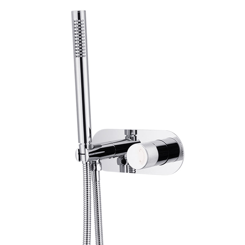 Round Chrome Handheld Shower Set With Mixer Rail