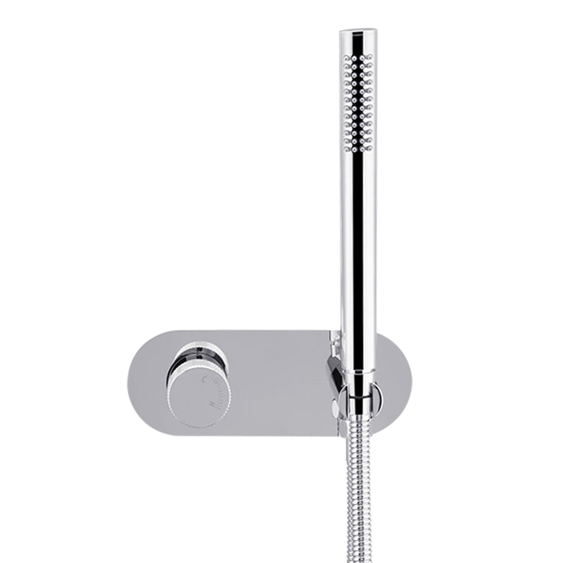 Round Chrome Handheld Shower Set With Mixer Rail