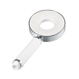 Round White & Chrome Abs 3 Functions Handheld Shower Head Only Hollow Design Bathroom Products