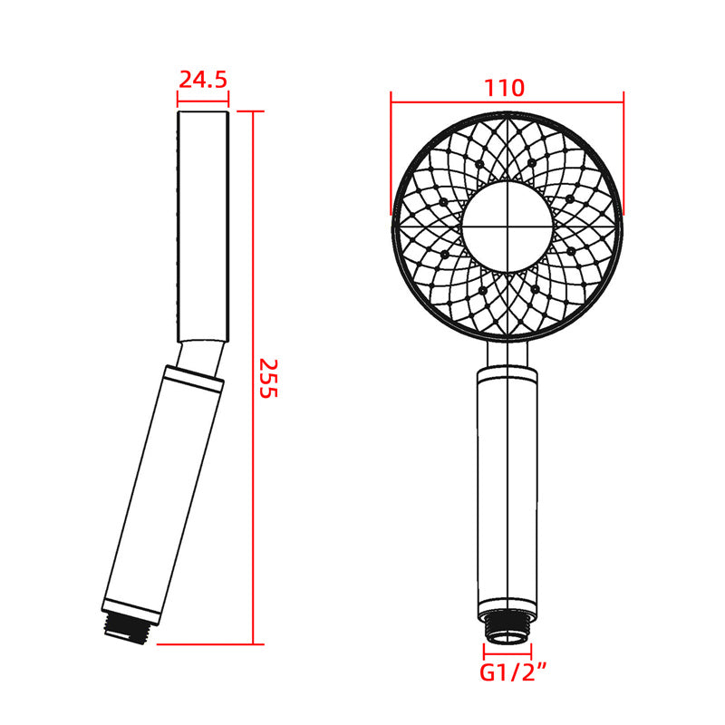 Round White & Chrome Abs 3 Functions Handheld Shower Head Only Hollow Design Bathroom Products