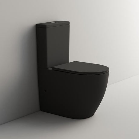 Ceramic Toilet Suite Rimless Comfort Height 665mm Matt Black