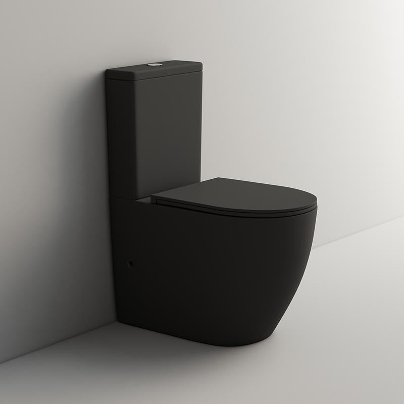 Ceramic Toilet Suite Rimless Comfort Height 665mm Matt Black