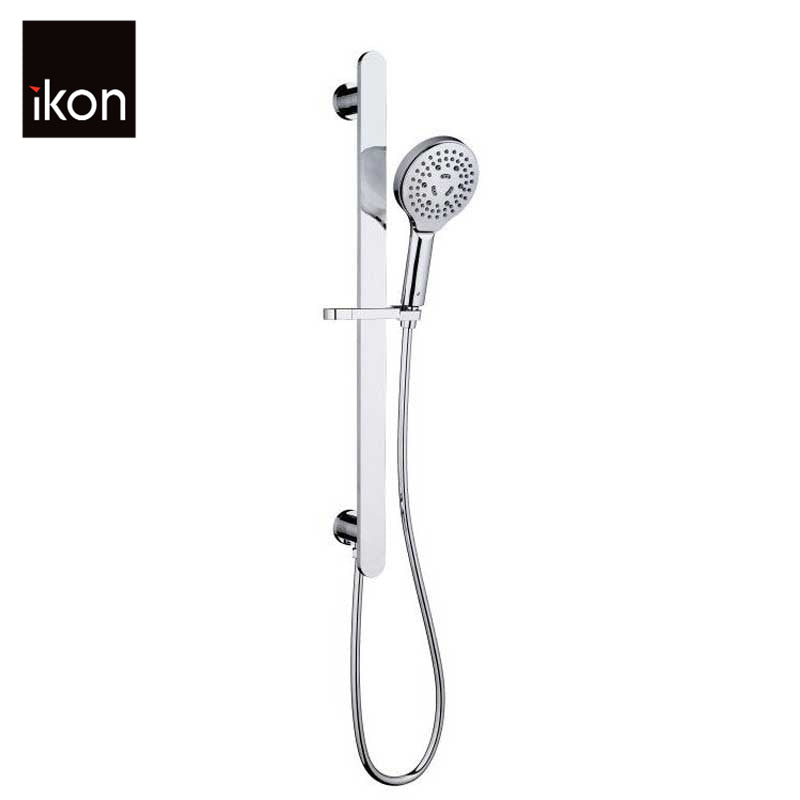 Ikon Kara Chrome Sliding Round Handheld Shower On Rail With Integrated Water Inlet