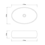 470x320x140mm Oval Porcelain Above Counter Basin Bathroom Wash Art Basin