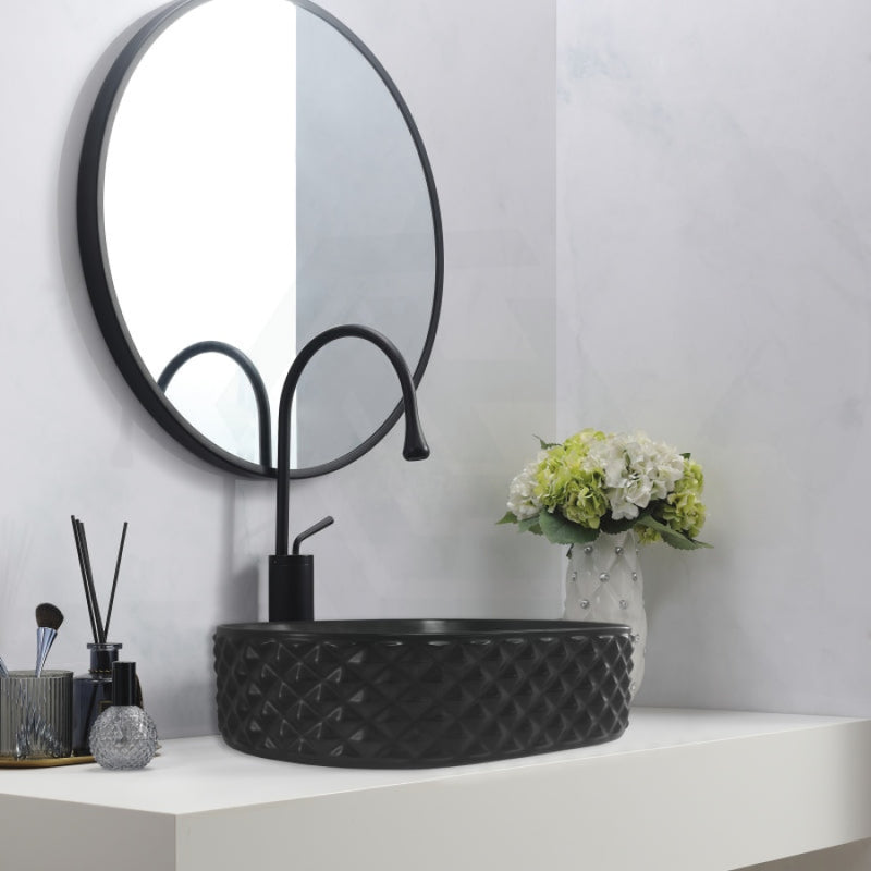 450X330X130Mm Oval Matt Black Above Counter Basin Ceramic Basins