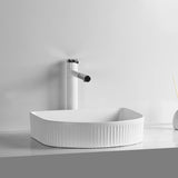 415X365X100Mm Above Counter Ceramic Basin D-Shape Matt White For Bathroom Special Shape Basins