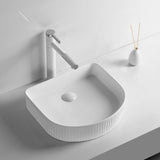 415X365X100Mm Above Counter Ceramic Basin D-Shape Matt White For Bathroom Special Shape Basins