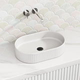 500x320x120mm Oval Above Counter Ceramic Basin Matt White