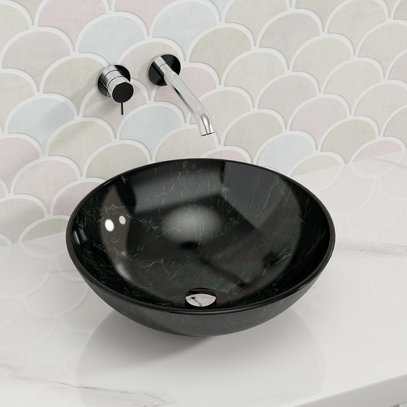 420x420x145mm Glass Art Basin Round Above Counter