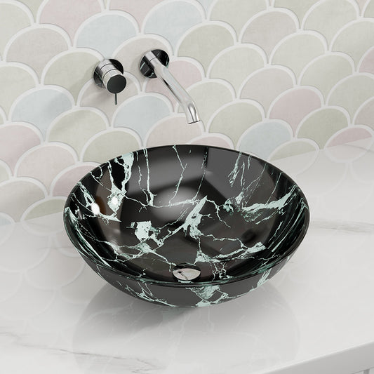 420x420x145mm Double Layer Glass Art Basin Round Shape