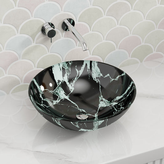 420x420x145mm Double Layer Glass Basin Round Shape in 17mm Thickness