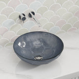 420x420x145mm Round Glass Art Wash Basin Hexagons Surface