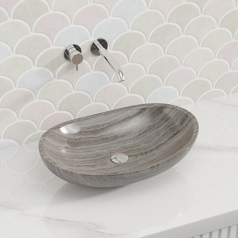 500x350x150mm Above Counter Stone Basin Oval Shape Marble Surface Bathroom Wash Basin Antique Vintage