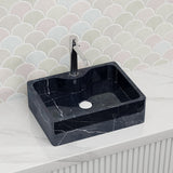 500x380x150mm Above Counter Stone Basin Rectangle Marble Surface Bathroom Wash Basin Antique Vintage with Tap Hole