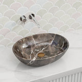 510x380x150mm Above Counter Stone Basin Oval Marble Surface Antique Vintage Bathroom Wash Basin