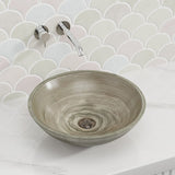 420x420x140mm Wooden Grey Marble Stone Round Wash Basin