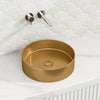 G#2(Gold) 380x380x110mm Handmade Round Stainless Steel Above Counter Basin Brushed Gold