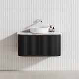 RIO 600/750/900/1200/1500mm Bathroom Linear Surface Vanity Wall Hung Single/Double Bowl Plywood Black Cabinet ONLY & Stone Top Available