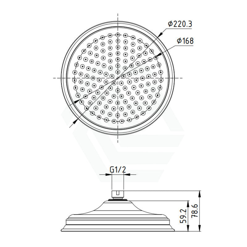 Ikon Clasico 220Mm Round Brass Chrome Shower Head Brushed Nickel Heads