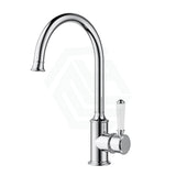 Ikon Clasico Chrome Brass Gooseneck Sink Mixer With Brass/Ceramic Handle Ceramic Swivel Mixers