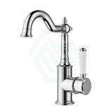 Ikon Clasico Chrome Solid Brass Basin Mixer For Vanity And Sink Brass/Ceramic Handle White Ceramic