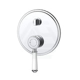 Ikon Clasico Chrome Wall Diverter Mixer Trim Kits With Rough-In Body White Ceramic Mixers