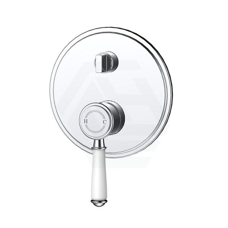 Ikon Clasico Chrome Wall Diverter Mixer Trim Kits With Rough-In Body White Ceramic Mixers