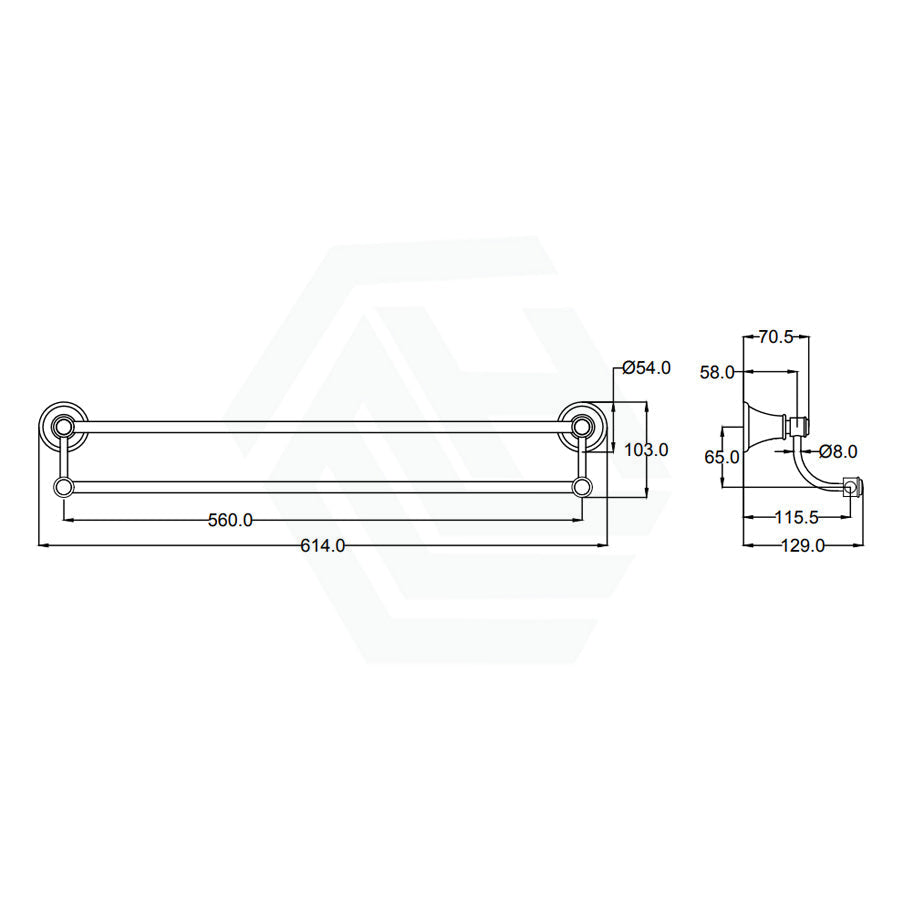 Ikon Clasico Double Towel Rail 600/800Mm Chrome Rails