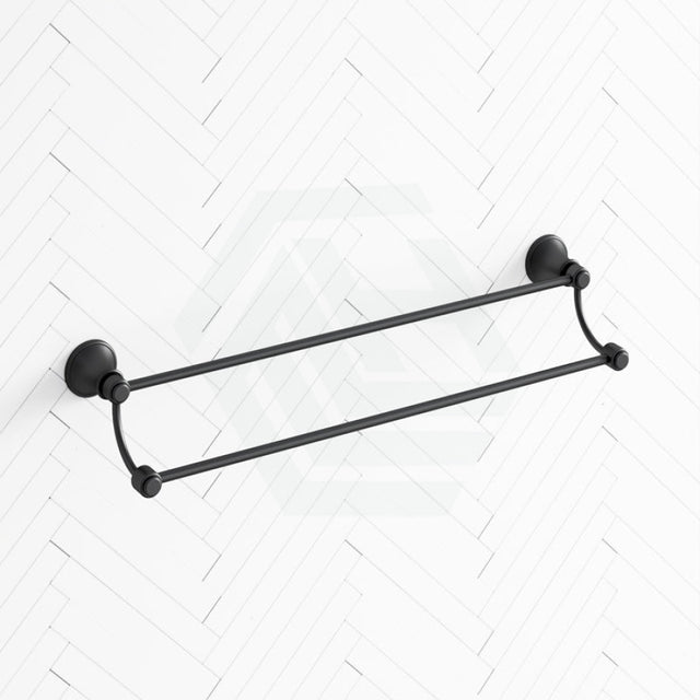 Ikon Clasico Double Towel Rail 600/800Mm Matt Black Rails