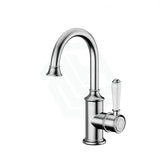 Ikon Clasico Gooseneck Chrome Solid Brass Basin Mixer Brass/Ceramic Handle Tall Mixers