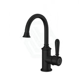 Ikon Clasico Gooseneck Matt Black Solid Brass Basin Mixer Brass/Ceramic Handle Tall Mixers