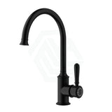 Ikon Clasico Matt Black Brass Gooseneck Sink Mixer With Brass/Ceramic Handle Swivel Mixers