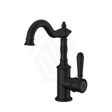 Ikon Clasico Matt Black Solid Brass Basin Mixer Brass/Ceramic Handle Tall Mixers