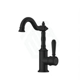 Ikon Clasico Matt Black Solid Brass Basin Mixer Brass/Ceramic Handle Tall Mixers