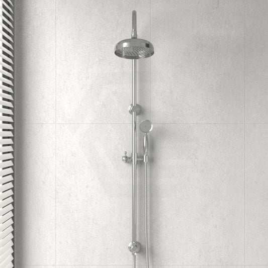 Ikon Clasico Round Chrome Twin Shower Universal Water Inlet Brass Showers