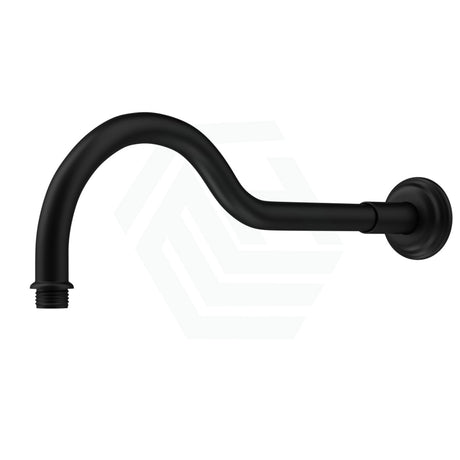 Ikon Clasico Round Matt Black Curved Shower Arm Brass Arms