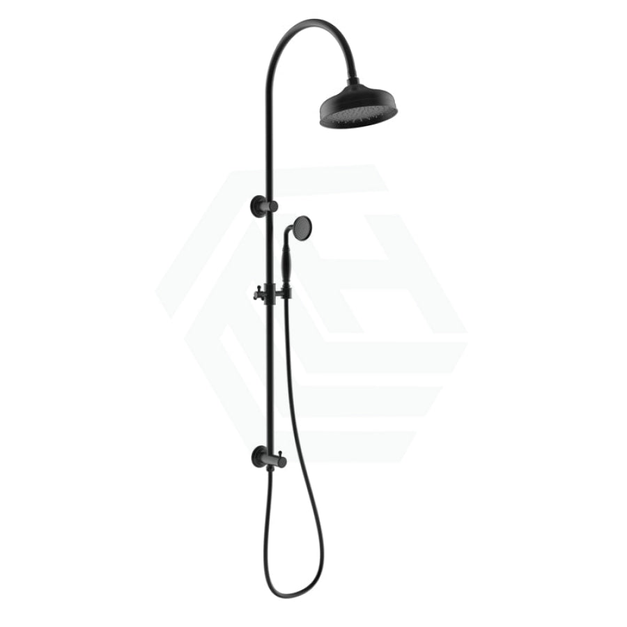 Clasico Round Matt Black Twin Shower Universal Water Inlet Brass Showers