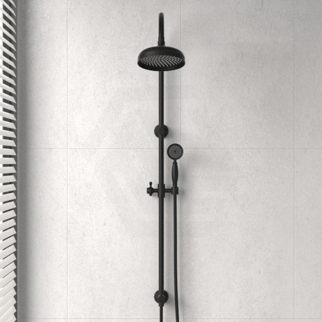 Ikon Clasico Round Matt Black Twin Shower Universal Water Inlet Brass Showers