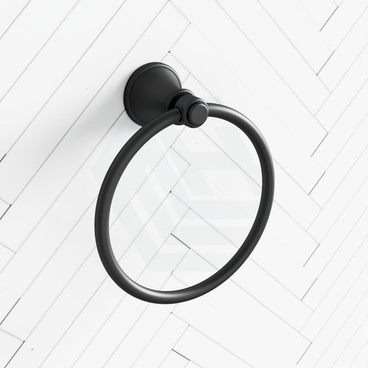 Ikon Clasico Round Wall Mounted Towel Ring Matt Black