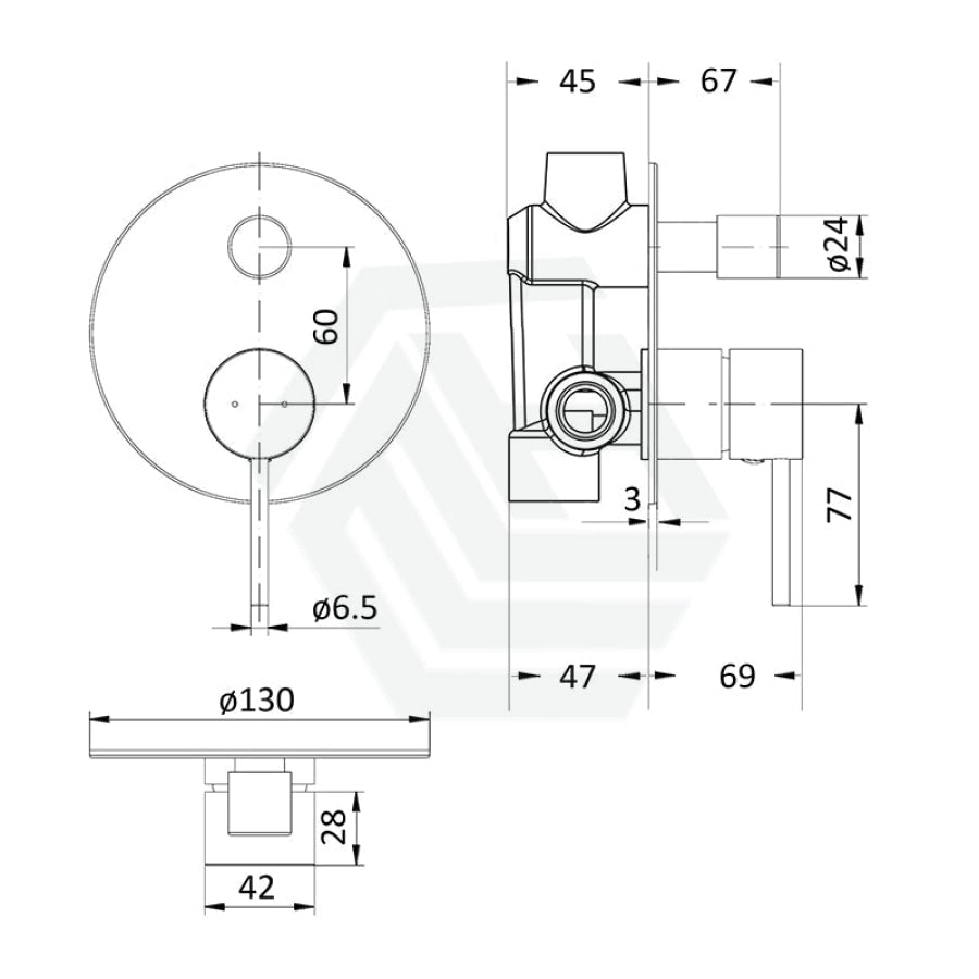 Ikon Hali Pin Lever Brass Matt Black Bath/Shower Wall Mixer With Diverter Mixers With