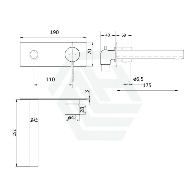 Ikon Hali Pin Lever Brass Matt Black Bathtub/Basin Wall Mixer With Spout Mixers