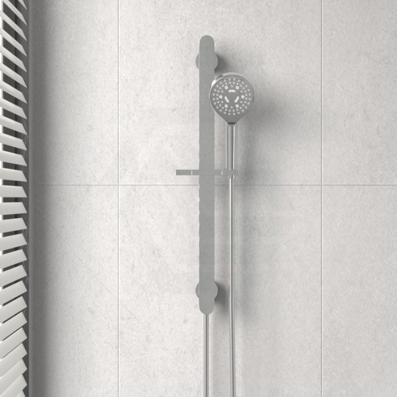 Ikon Kara Chrome Sliding Round Handheld Shower On Rail With Integrated Water Inlet