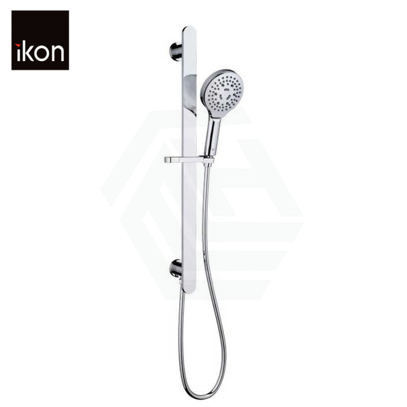 Ikon Kara Chrome Sliding Round Handheld Shower On Rail With Integrated Water Inlet