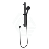 Ikon Kara Matt Black Round Sliding Handheld Shower Head On Rail With Water Inlet