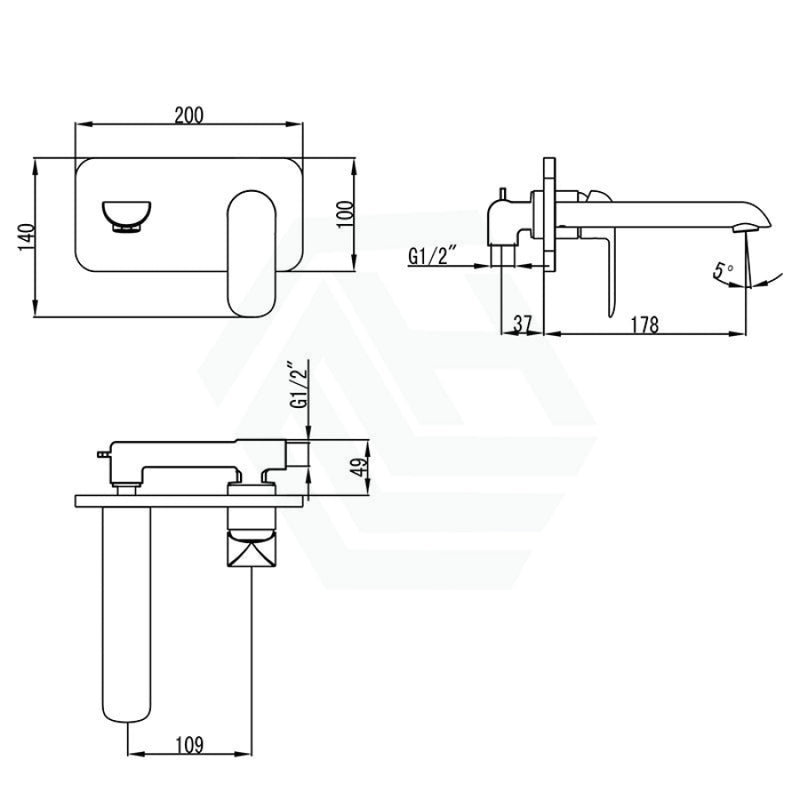 Ikon Kara Brass Matt Black Wall Mixer With Spout